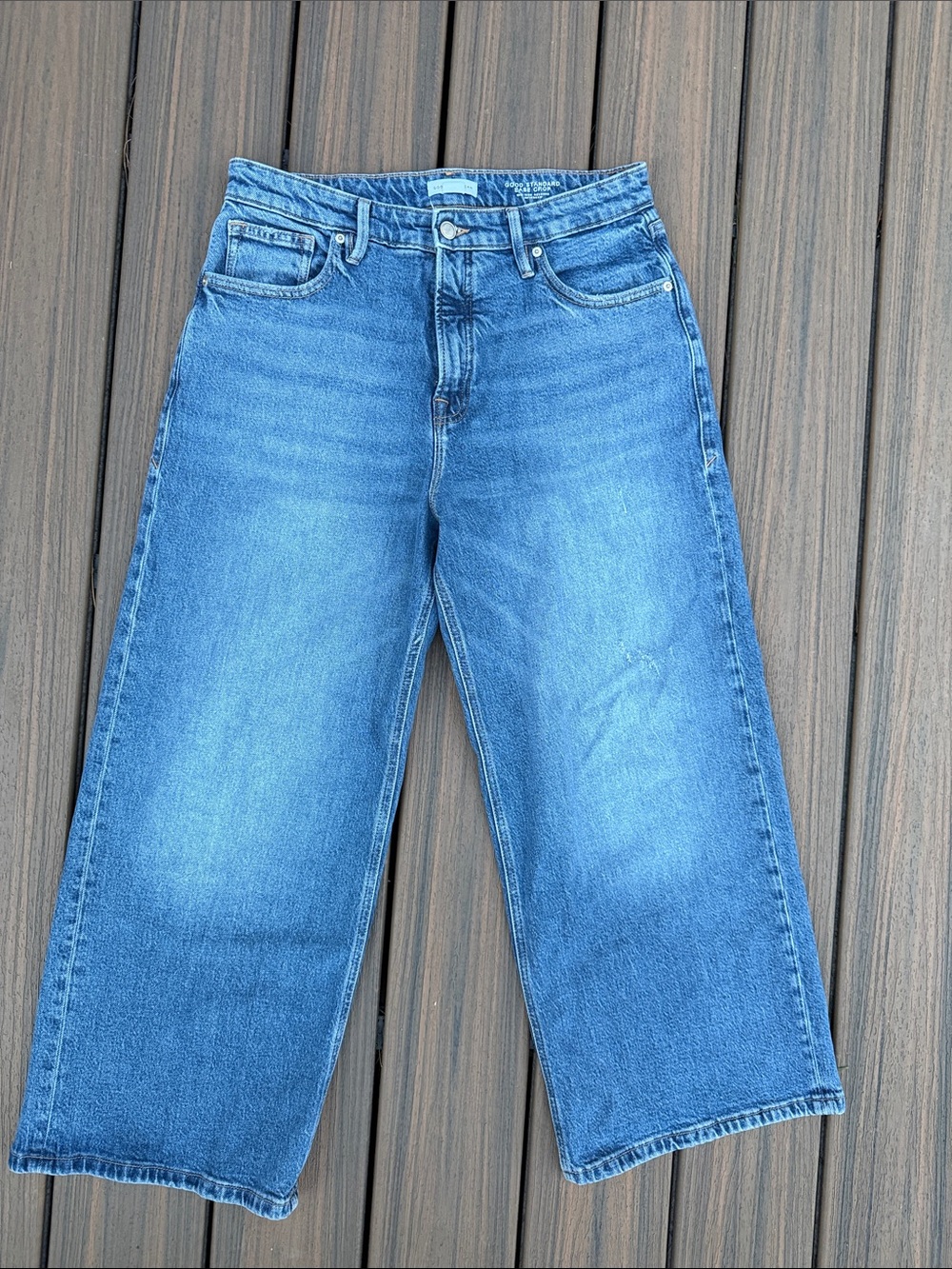 Good American Medium Blue Wide Leg Jeans